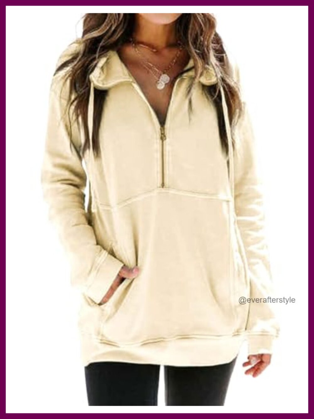 Oversized Half Zip Sweatshirt Drop Shoulder Pullover with Pockets